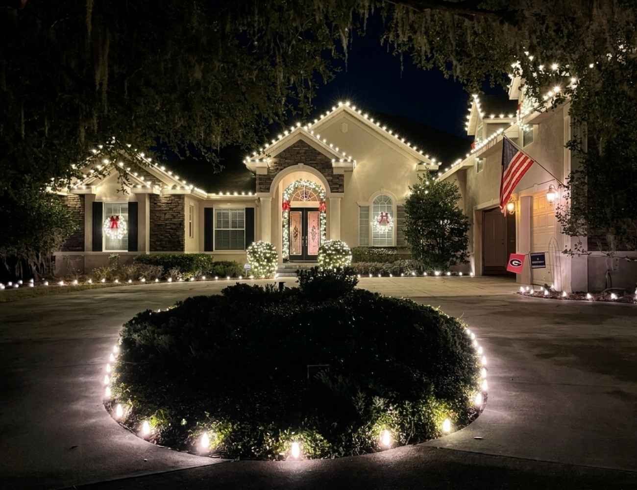 Professional property illuminated after the lighting installation