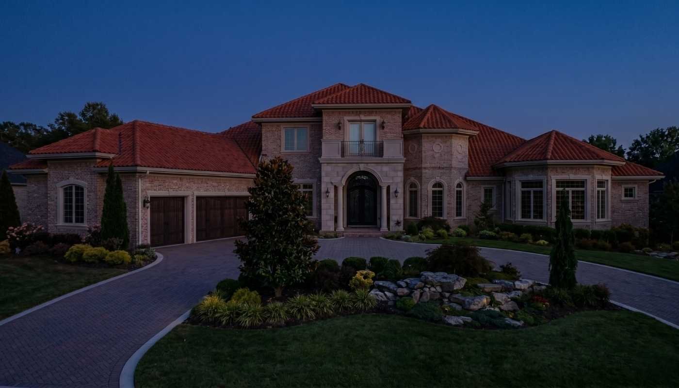 Home exterior before outdoor lighting
